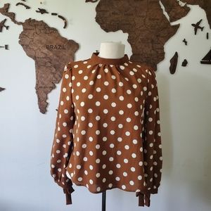 Sweet Rain Rust Polka-dot Top